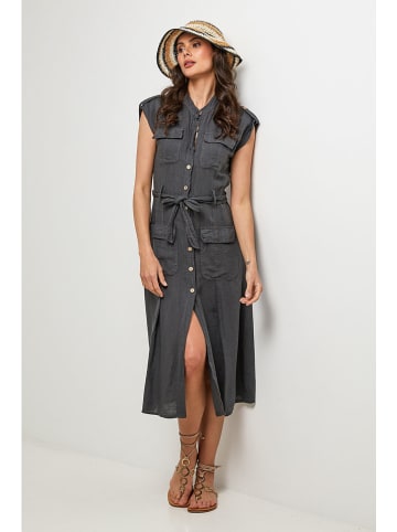 Lin Passion Leinen-Kleid in Anthrazit