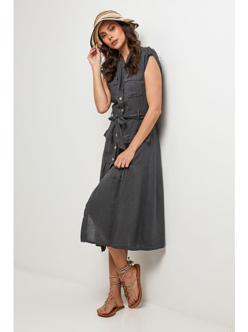 Lin Passion Lniana sukienka w kolorze antracytowym