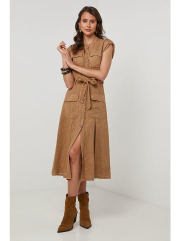 Lin Passion Leinen-Kleid in Hellbraun