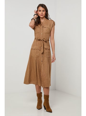 Lin Passion Linnen jurk lichtbruin