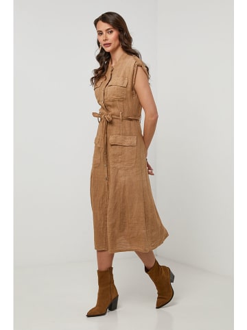 Lin Passion Leinen-Kleid in Hellbraun