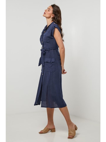 Lin Passion Leinen-Kleid in Dunkelblau