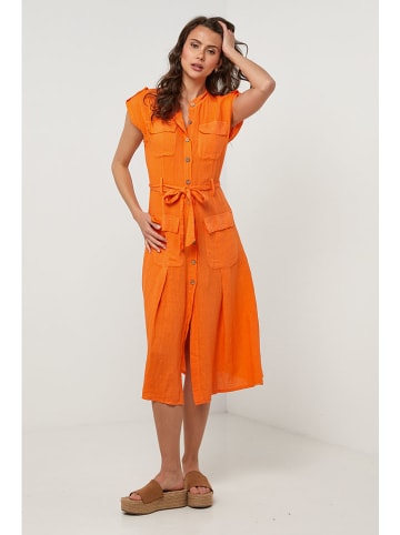 Lin Passion Leinen-Kleid in Orange