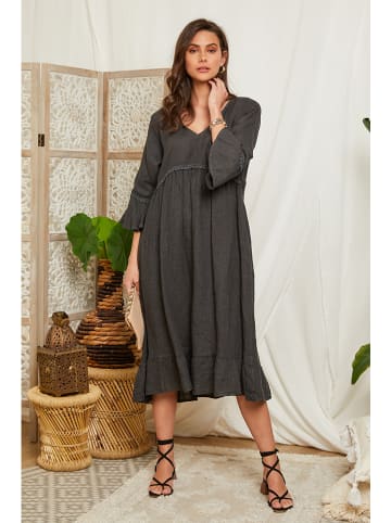 Lin Passion Leinen-Kleid in Anthrazit