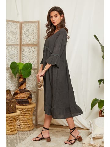 Lin Passion Leinen-Kleid in Anthrazit