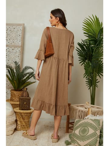 Lin Passion Leinen-Kleid in Camel