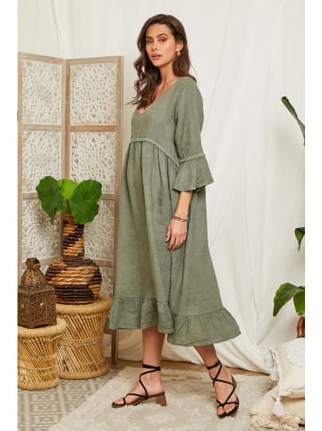 Lin Passion Leinen-Kleid in Khaki
