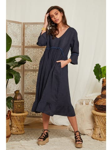 Lin Passion Leinen-Kleid in Dunkelblau