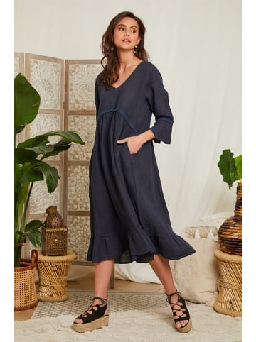 Lin Passion Leinen-Kleid in Dunkelblau