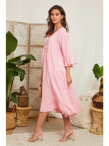 Lin Passion Lniana sukienka w kolorze jasnoróżowym