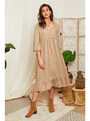 Lin Passion Leinen-Kleid in Taupe