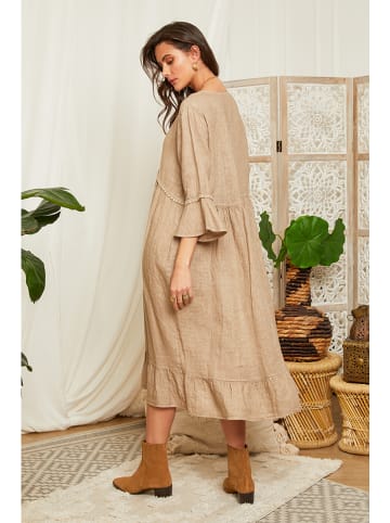 Lin Passion Lniana sukienka w kolorze szarobrązowym