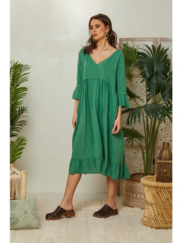 Lin Passion Leinen-Kleid in Grün
