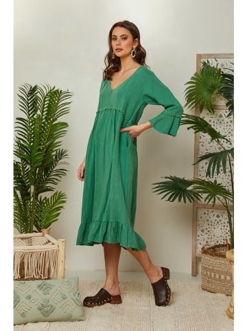 Lin Passion Leinen-Kleid in Grün