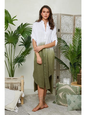 Lin Passion Lniana sukienka w kolorze khaki