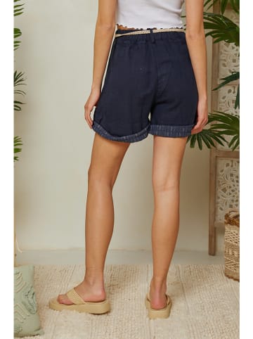 Lin Passion Linnen short donkerblauw