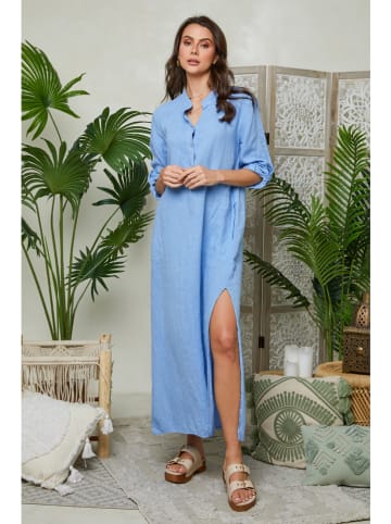 Lin Passion Lniana sukienka w kolorze błękitnym