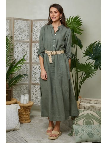 Lin Passion Lniana sukienka w kolorze khaki