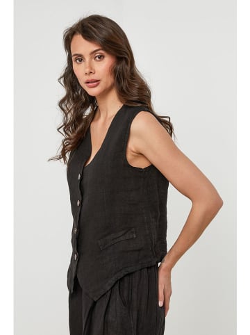 Lin Passion Leinen-Weste in Schwarz