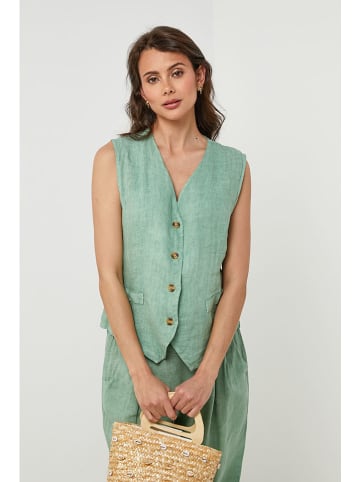 Lin Passion Linnen gilet groen