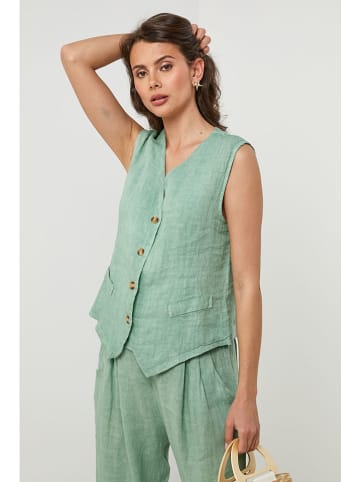 Lin Passion Linnen gilet groen