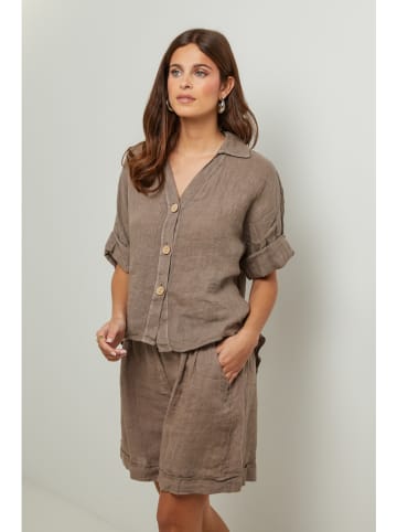 Lin Passion Leinen-Bluse in Taupe