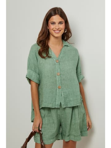 Le Monde du Lin Linnen blouse groen