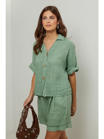 Le Monde du Lin Linnen blouse groen