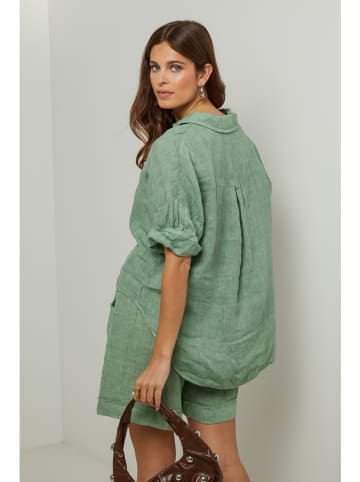 Le Monde du Lin Lniana bluzka w kolorze zielonym