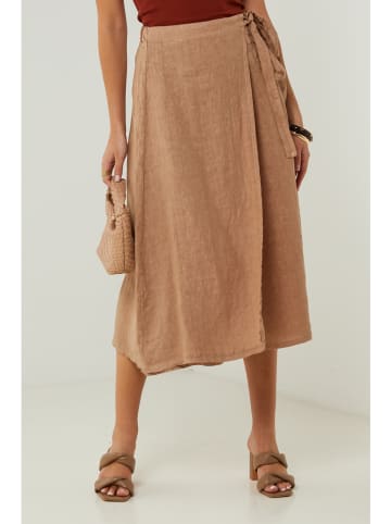 Lin Passion Leinen-Rock in Hellbraun