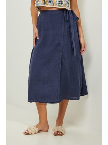 Lin Passion Linnen rok donkerblauw