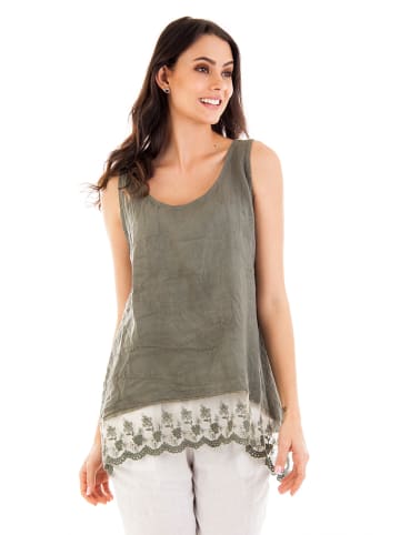Lin Passion Lniany top w kolorze khaki