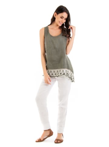 Lin Passion Leinen-Top in Khaki