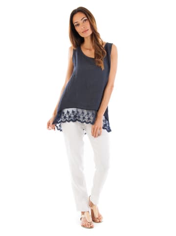 Lin Passion Linnen top donkerblauw