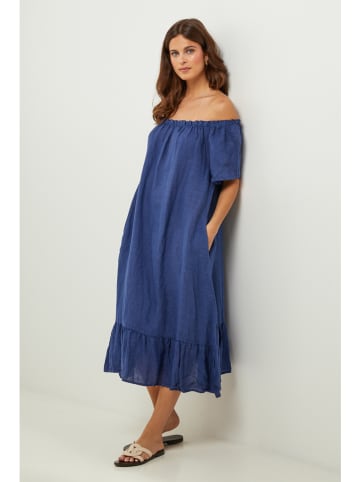 Lin Passion Lniana sukienka w kolorze granatowym