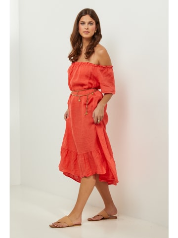 Lin Passion Leinen-Kleid in Koralle