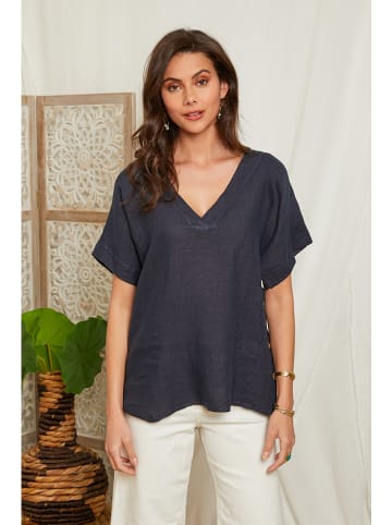 Lin Passion Leinen-Bluse in Dunkelblau