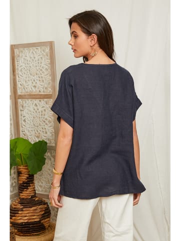 Lin Passion Leinen-Bluse in Dunkelblau
