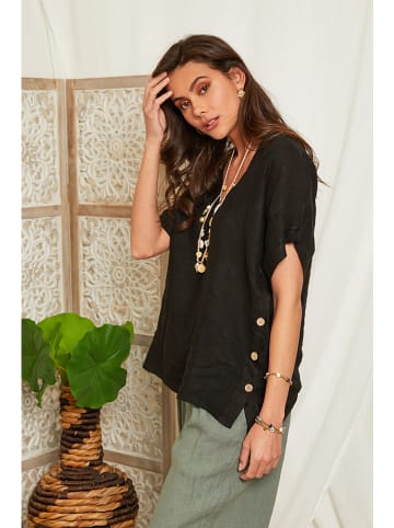 Lin Passion Leinen-Bluse in Schwarz