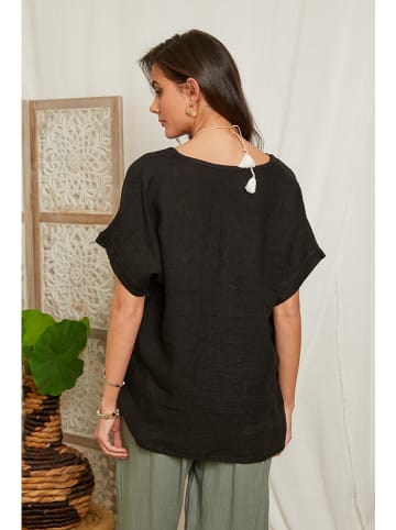 Lin Passion Leinen-Bluse in Schwarz