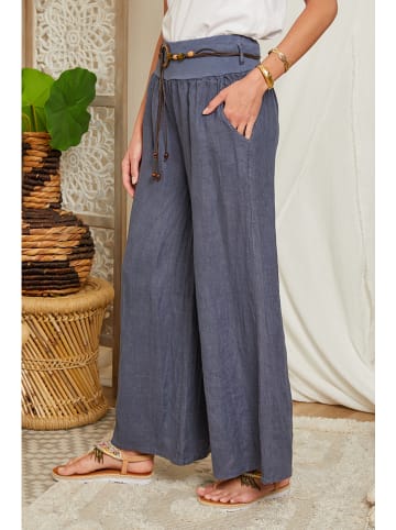 Lin Passion Lniane spodnie w kolorze niebieskim