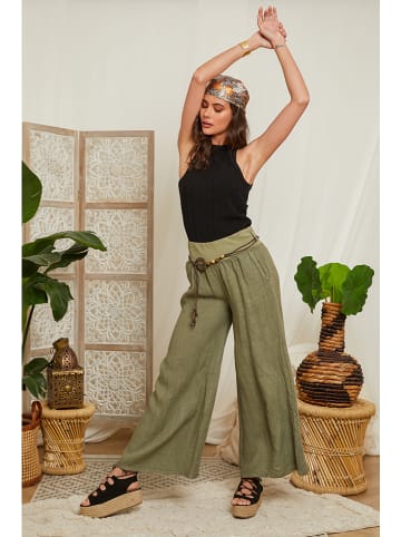 Lin Passion Lniane spodnie w kolorze khaki