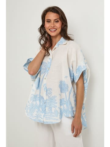 Lin Passion Blouse lichtblauw/crème