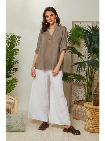Lin Passion Leinen-Bluse in Hellbraun