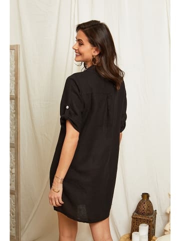 Lin Passion Leinen-Kleid in Schwarz