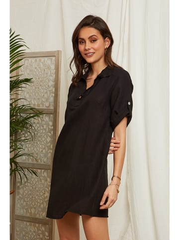 Lin Passion Leinen-Kleid in Schwarz
