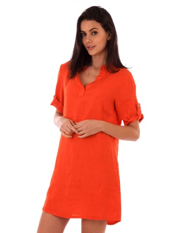 Lin Passion Lniana sukienka w kolorze pomarańczowym