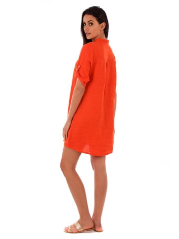 Lin Passion Lniana sukienka w kolorze pomarańczowym