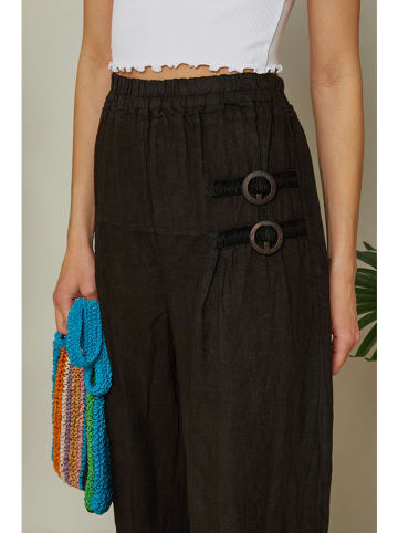 Lin Passion Lniane spodnie w kolorze czarnym