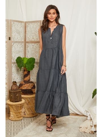 Lin Passion Leinen-Kleid in Anthrazit